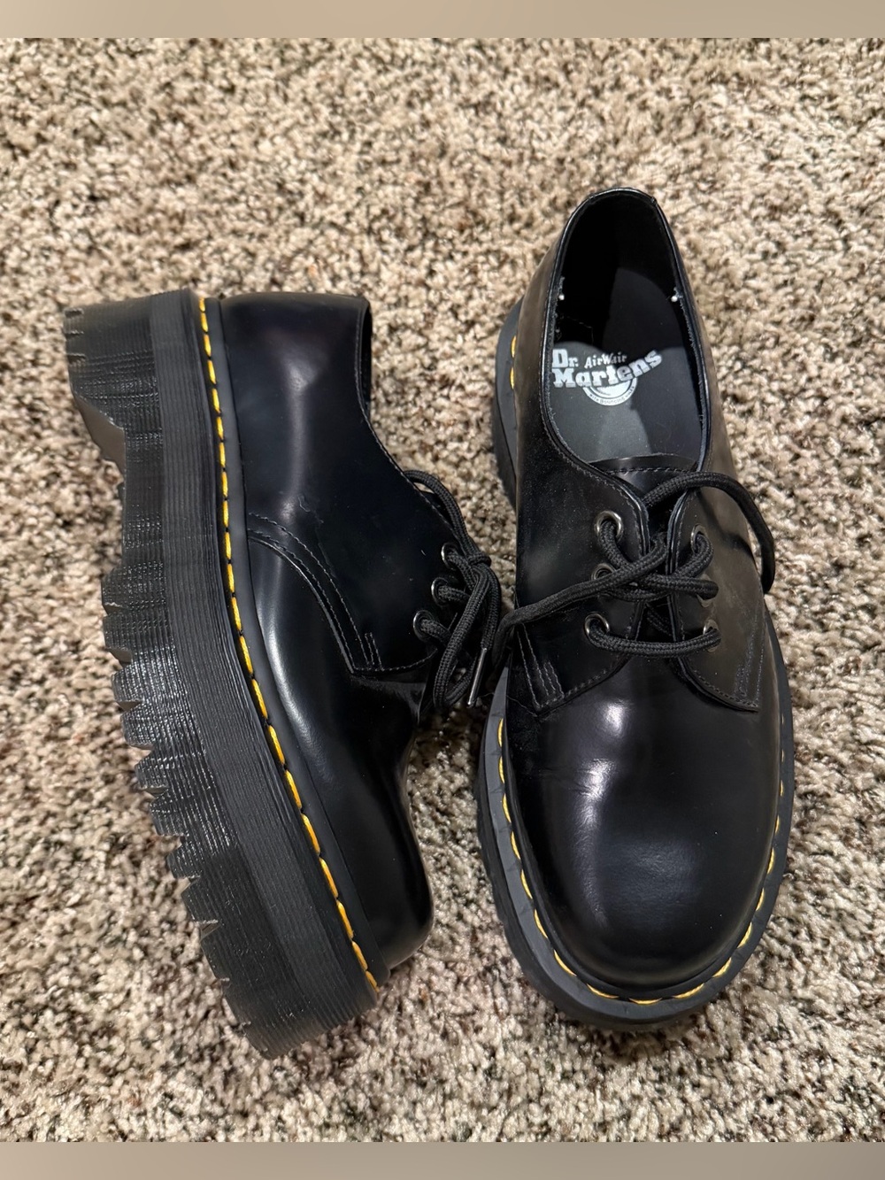 Dr. Martens Black Leather Platform Oxfords Size 8